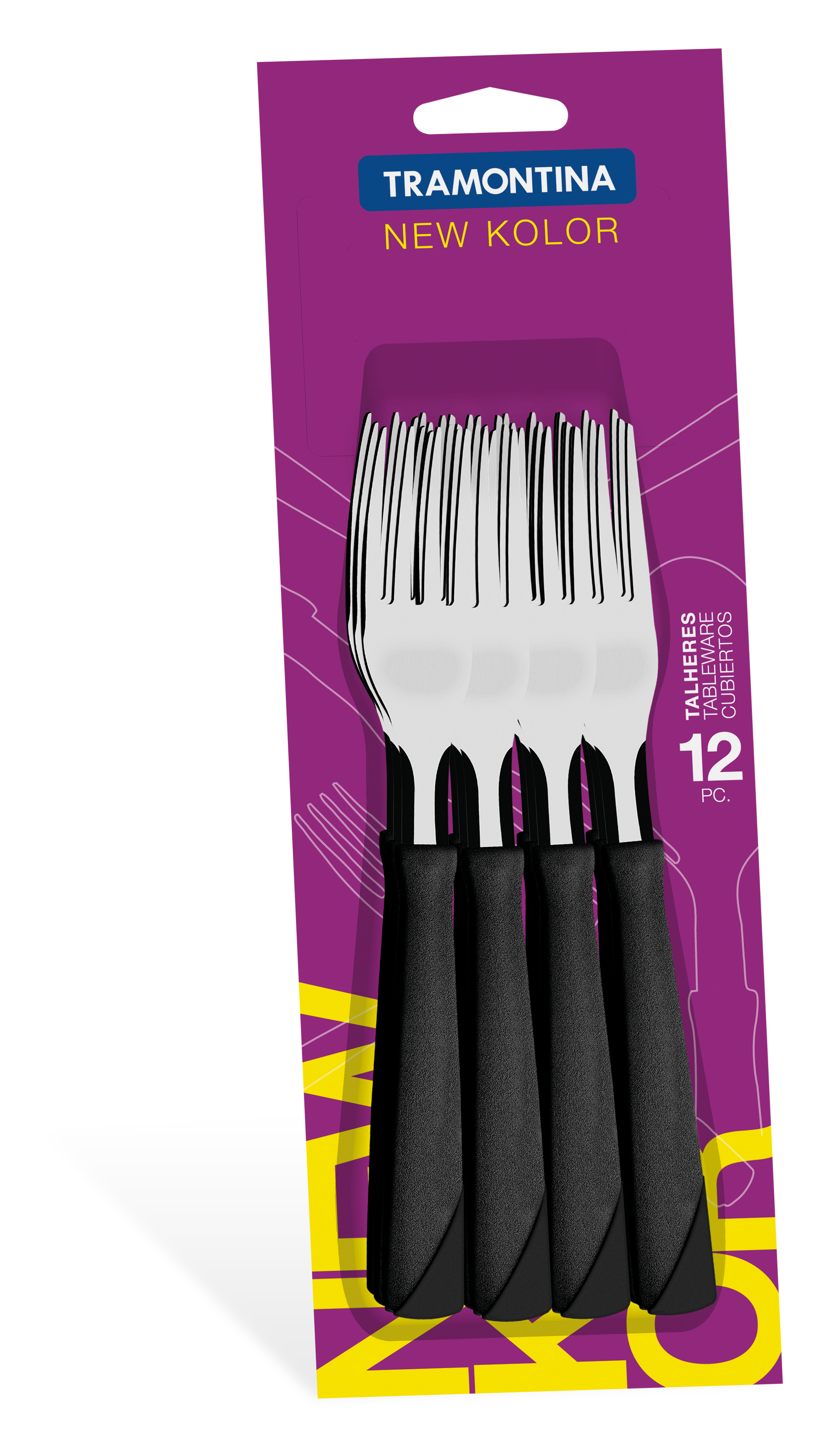 Tramontina new kolor stainless steel table fork 12pcs